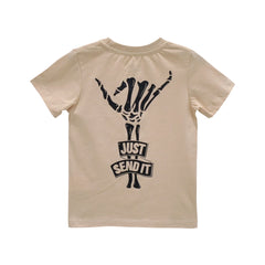JUST SEND IT BOYS SMALL PRINT TEE BEIGE